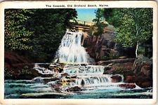 Cascade Old Orchasrd Beach Maine Me Waterfall Unposted Vintage Postcard picture