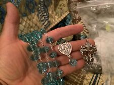 Holy Rosary Handmade Genuine  Blue Crystal  BEAUTIFUL 😍 picture