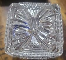 Vintage Lead Crystal Trinket Box with Bow 24% Yugoslavia Raised Bow Design 2.5