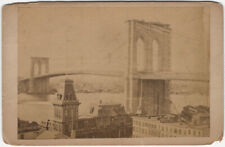 New York & Brooklyn Suspension Bridge 1880s Cabinet Photo - City Shore View picture