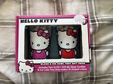 NEW NWB HELLO KITTY SANRIO  GLASS & ICE CUBE TRAY GIFT PACK  picture