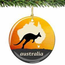 Australia Christmas Ornament Kangaroo and Country Outline Porcelain 2.75 Inches picture
