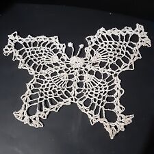 Vintage Crochet Butterfly Starched 11 in x 7 in Handmade Doily picture
