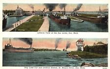 Vintage Postcard General View Hay Lake Cut Lookout Station Soo Michigan Mich. picture