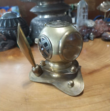 Vintage brass nautical divers helmet novelty pen holder. READ picture