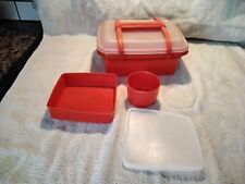 Tupperware Pack N Carry Lunch Box Vintage Orange Red picture