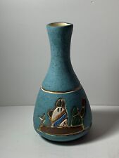 Ceramica Gardiel Linea Gold Turquoise Pottery Vase Mexico 6.5 in. picture