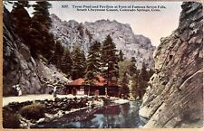 Colorado Springs Trout Pool Pavilion Seven Falls Antique Postcard c1910 picture