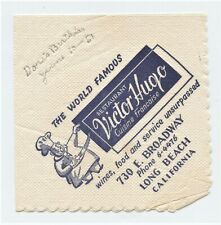 1951 VICTOR HUGO Restaurant E Broadway LONG BEACH CA June 10th Napkin   picture