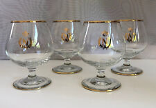 Napoleon Brandy Cognac Gold Trim Gilding Bulb Glasses Set of 4 Smaller Sized VGC picture