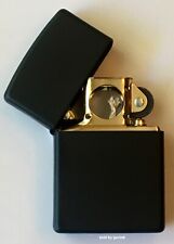 Zippo Windproof Black Matte Lighter With GOLD Pipe Insert, 218GPI, New In Box picture
