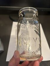 ANTIQUE 1 PINT ISALY DAIRY YOUNGSTOWN EMBOSSED GLASS COTTAGE CHEESE MILK BOTTLE picture