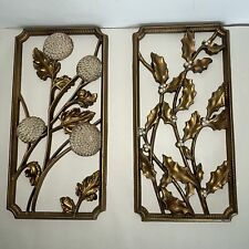 2 VTG Syroco Floral Wall Hanging Plaque Made in the USA Syracuse Ornamental 6x12 picture