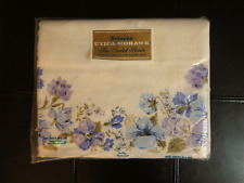 Stevens Utica Double Bed  FLAT Top Sheet Percale  Queen Marie Purple Blue Floral picture