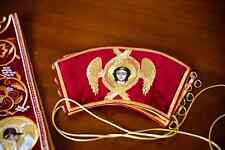Orthodox deacon  orarion and cuffs set Burgundy dark red with Peter and Paul picture