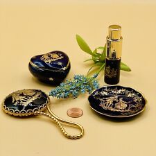 LIMOGES Miniatures Blue Gold Porcelain Courting Couple LOT OF 4 Details Below picture