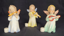 Vtg Goebel Hummel Angel Figurines SET Flute, Violin, Guitar Candleholder 1972-91 picture