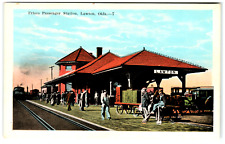 Postcard Frisco Passenger Railroad Train Station Lawton, OK picture