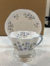 Dainty SHELLEY Blue Rock Flowers England Tea Cup & Saucer Set 13591 Fine China picture