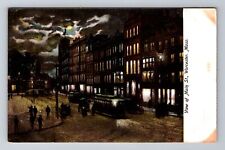 Worcester MA-Massachusetts, Main Street At Night, Antique Vintage Postcard picture
