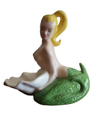 Vintage Ceramic Hand Painted Risque Nude Mermaid Figurine Trinket Soap Dish 8