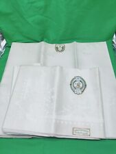 VTG Irish Linen Double Damask Tablecloth 42x96 W 3 Matching Napkins #7690 picture