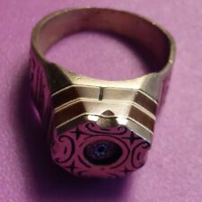 ANCIENT ROMAN WARRIOR RING SILVER ENGRAVED SIZE 9 APP. REPRODUCTION. picture