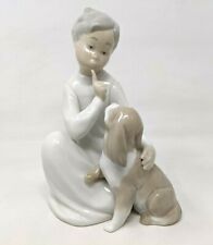 VTG Lladro 4522 Boy with Dog Shhh Quiet Puppy Porcelain Figurine Spain FA21 picture