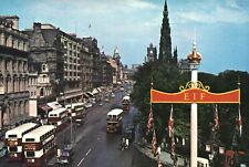 Princess Street Edinburgh 60's Cars UK Vintage Postcard Unposted picture