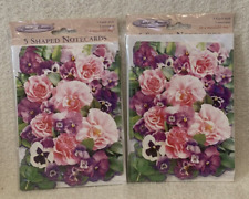 10 Pc Special Moments PURPLE PANSIES Shaped Notecards & Envelopes - NEW picture