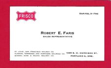 Vintage FRISCO RAILROAD Business Card, Portland, OR - 1960's picture