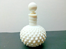Vintage Fenton Hobnail Milk Glass Barbers Vanity Perfume Bottle with Stopper picture