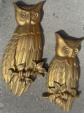 Vintage 1960s SEXTON Gold Owl Wall Hangings Mid Century MCM Modern Kitsch picture