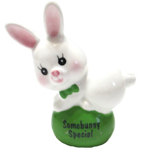Vintage Russ Berrie Easter Bunny Figurine Sitting on Egg Somebunny Special picture