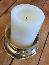 Vtg 1970s Pieced Hallmark Corp Brass Candle Holder w Flameless Electric Candle picture