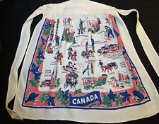 Vintage Canada Provinces Souvenir Half Apron - Navy, Green & Pink picture