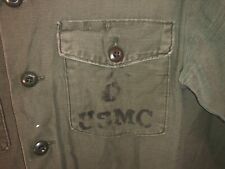 Vietnam War US Marine Corps OD Fatigue USMC NAMED Uniform Shirt picture