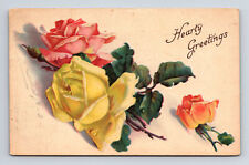 1924 Hearty Rose Greetings Possibly Artist Catherine Kline Postcard picture