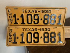 Matching Set Front Rear 1930 Texas License Plates Repainted picture
