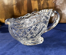 Vtg Crystal Pitcher  Gravy Boat  Christmas Sleigh Nice 6x3.5” picture