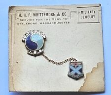 Vtg WWII Era 29th Division 176th Inf Sterling Sweetheart Double Pin On Orig Card picture