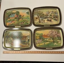 Vtg Currier & Ives American Homestead Winter 1868 Metal Serving Tray 14.75 x 11