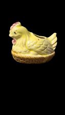 Vintage Yellow Chicken Hen on Nest Toothpick Holder Japan Farmhouse Ceramic picture