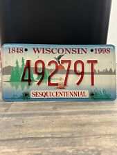 SINGLE WISCONSIN LICENSE PLATE 1848-1998 SESQUICENTENNIAL 49279T picture