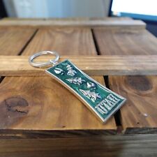 Utah Keychain Keyring Pine Tree Elk Prints Green Metal Stained Glass Vacation picture