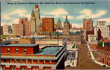 Vintage C. 1944 Downtown Rooftop Scene Convention Baltimore Maryland MD Postcard picture