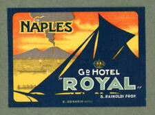 RARE Hotel luggage label ITALY 1925 Napoli Gr Royal  Hotel Volcano RARE #236a picture