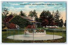 c1910's Fountain In Park With Historical Hall Background Mena Arkansas Postcard picture