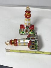 Old World Christmas OWC Lighthouse Ornament 2001 Blown Glass w/ Charm picture