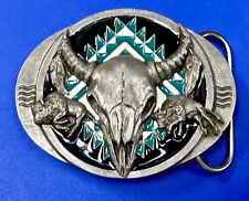 I soar with the eagle - Native American Indian Cow Skull Siskiyou Belt Buckle picture